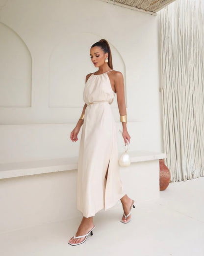 Vestido Essência em Linho Bege