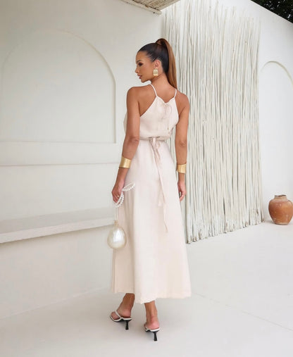 Vestido Essência em Linho Bege